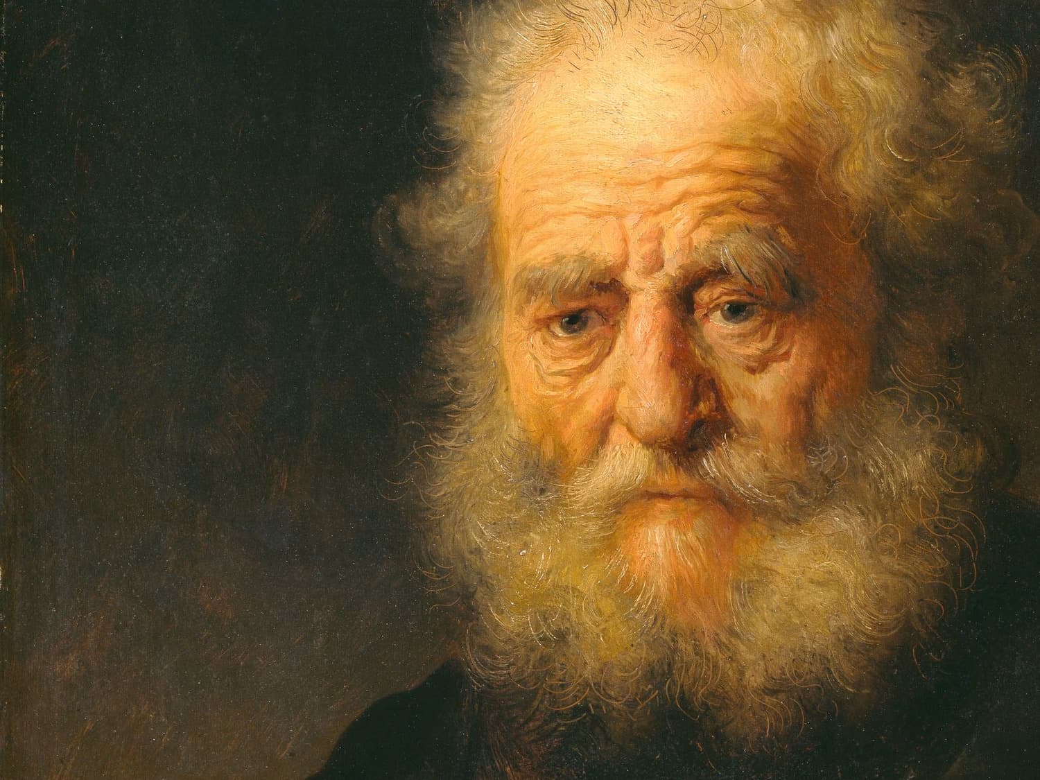 Detail von Rembrandts "Büste eines Greises mit goldener Kette"